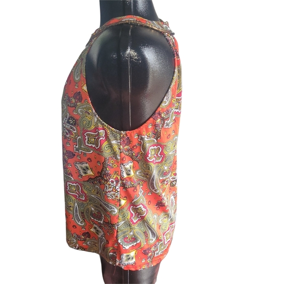 Knapp Studio Red Paisley Print Halter Top L - Picture 4 of 6